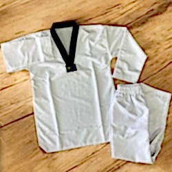 Senson Fighter Siyah Yaka Taekwondo Elbisesi